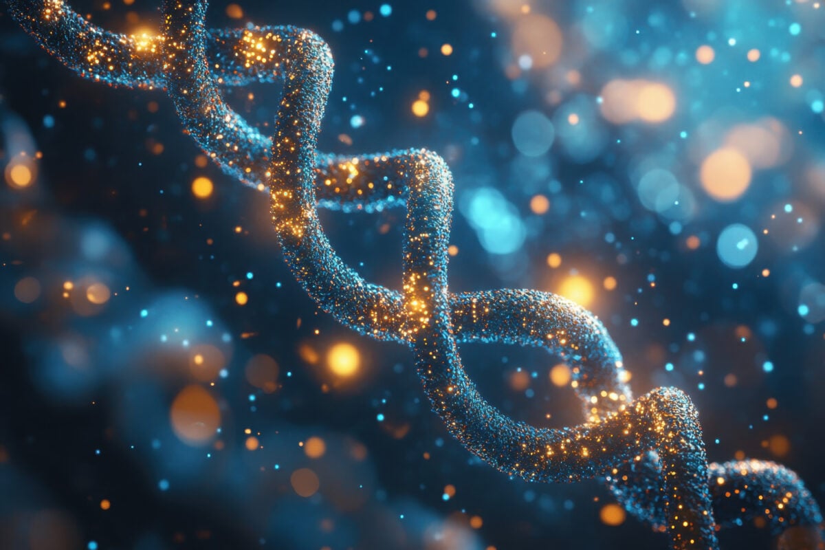 DNA structure illustrating the genetic influence on blood biomarkers and health