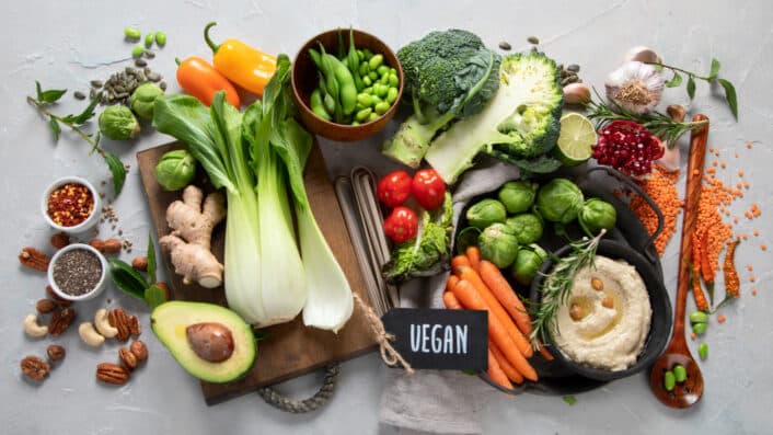 An image of fresh vegetables, representing a genetically tailored approach to a vegan diet.