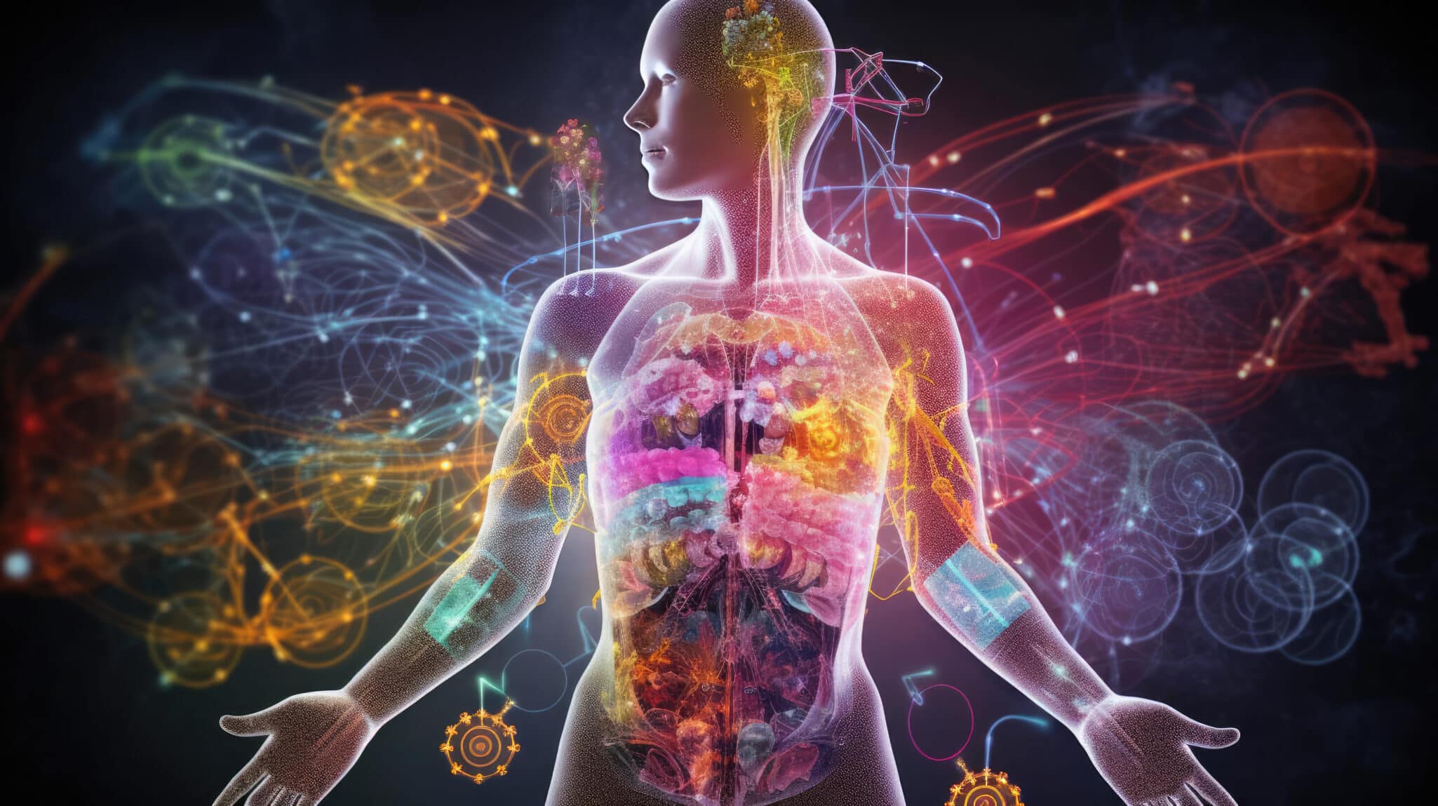 An X-ray-style image showing a human body with nerves lit up, representing the neurological impact of Guillain-Barré Syndrome.