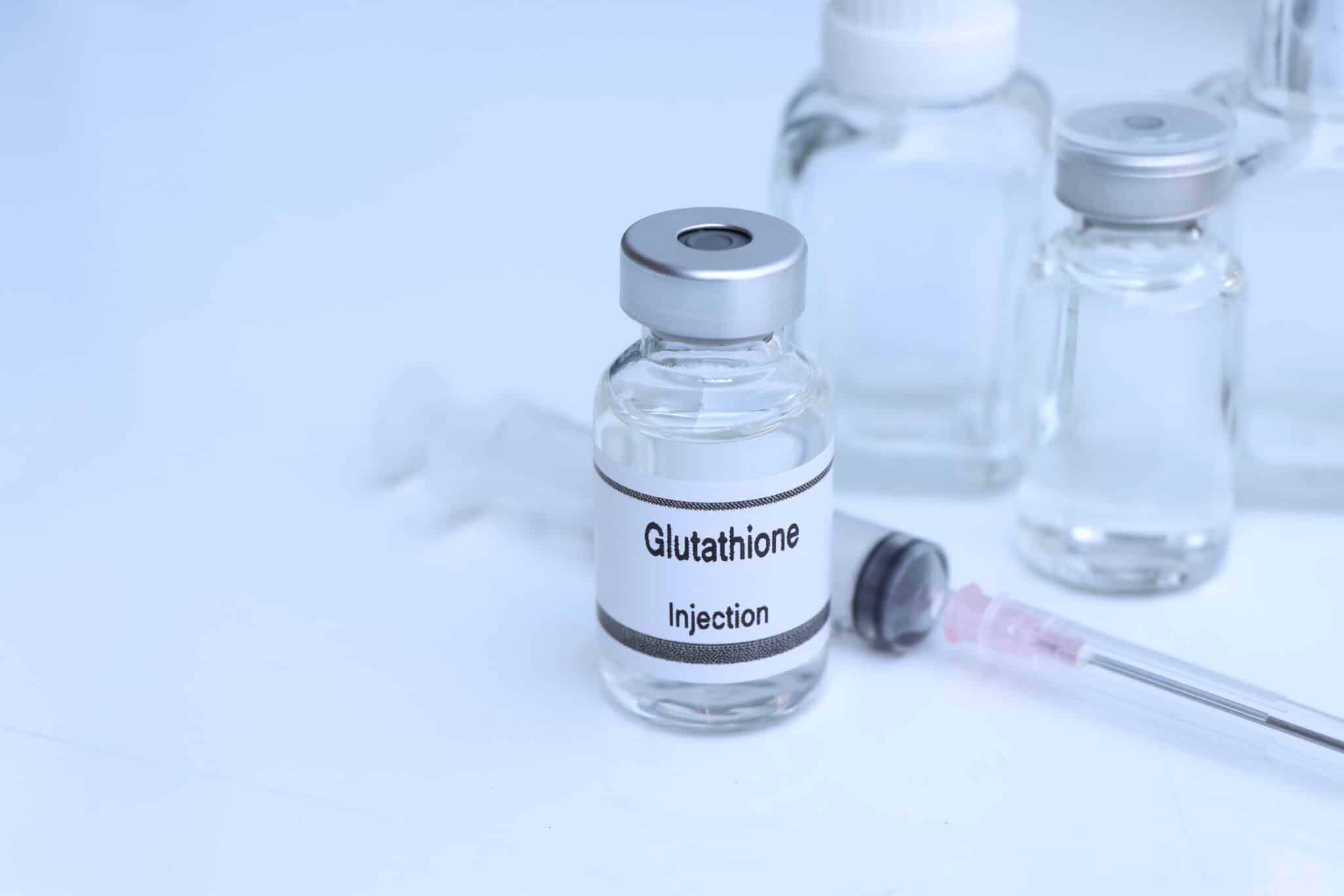A small bottle of glutathione, highlighting its role in genetic detoxification.