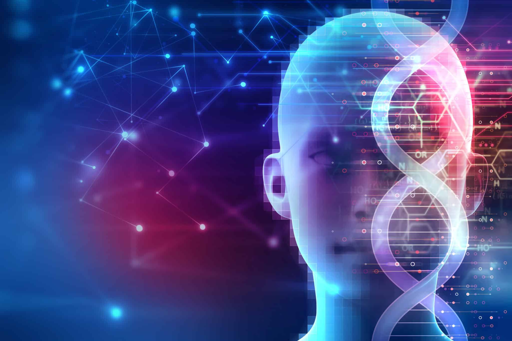 Image of a DNA strand representing the genetic basis of Salla disease caused by mutations in the gene.