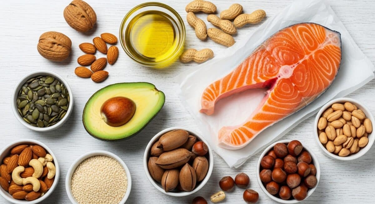 Different healthy foods low in cholesterol representing genetic-based cholesterol levels management.