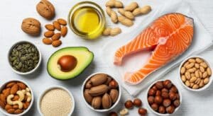 Different healthy foods low in cholesterol representing genetic-based cholesterol levels management.