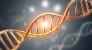 The image shows a stylized DNA strand to symbolize the CAT gene.
